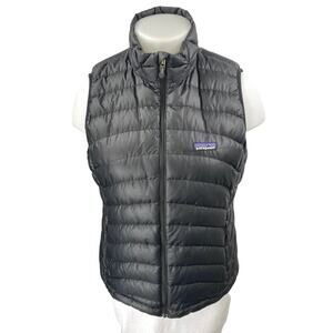 Patagonia Women's Black Full Zip High Neck Puffer Quilted Vest Coat Jacket Sz XL